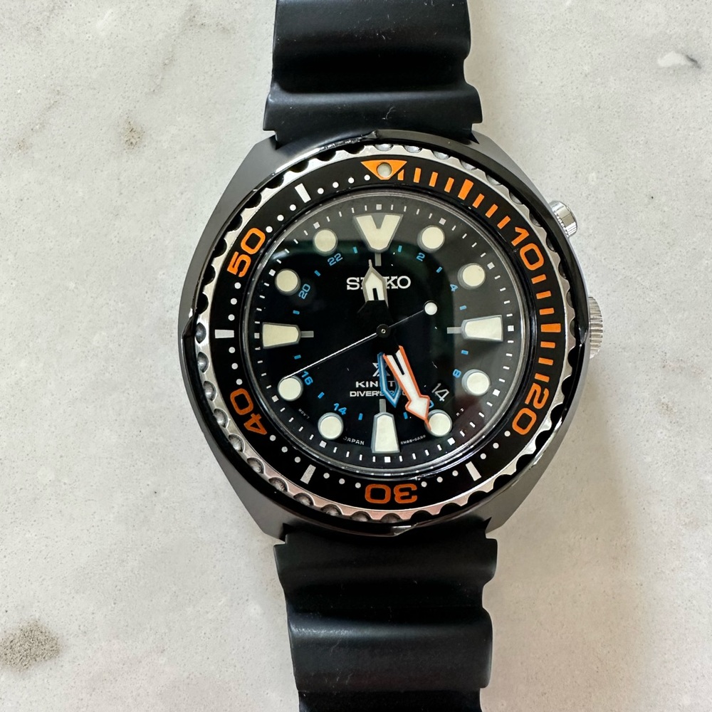 Swill Prospex Black GMT SUN023 Kinetic Divers Watch 200M